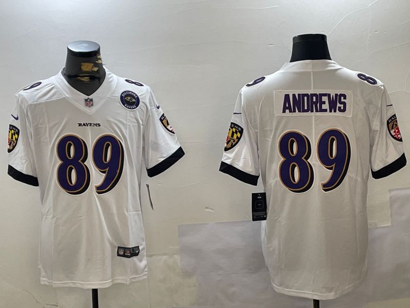 Men Baltimore Ravens #89 Andrews White Second generation 2024 Nike Limited NFL Jersey style 2->baltimore ravens->NFL Jersey